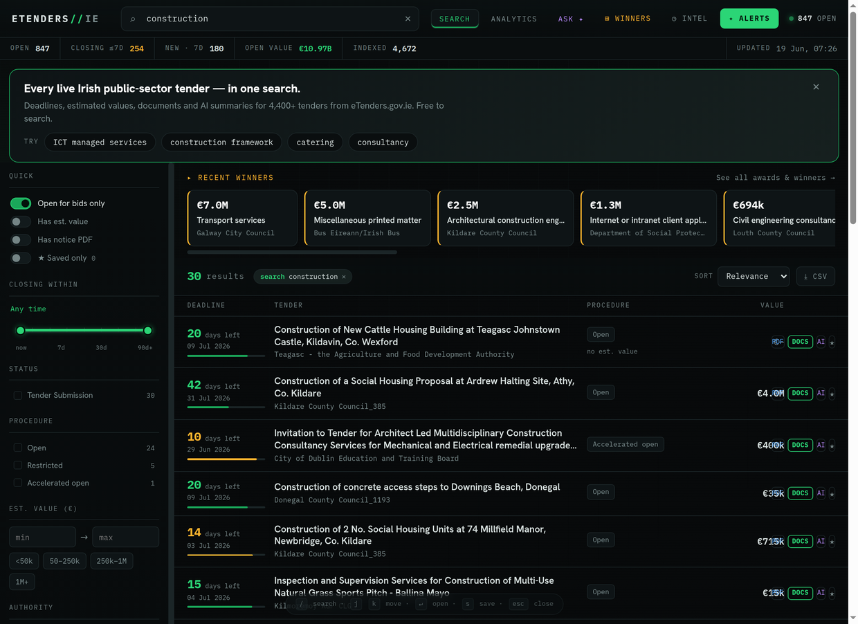 Find tenders in your line of work on TenderScout